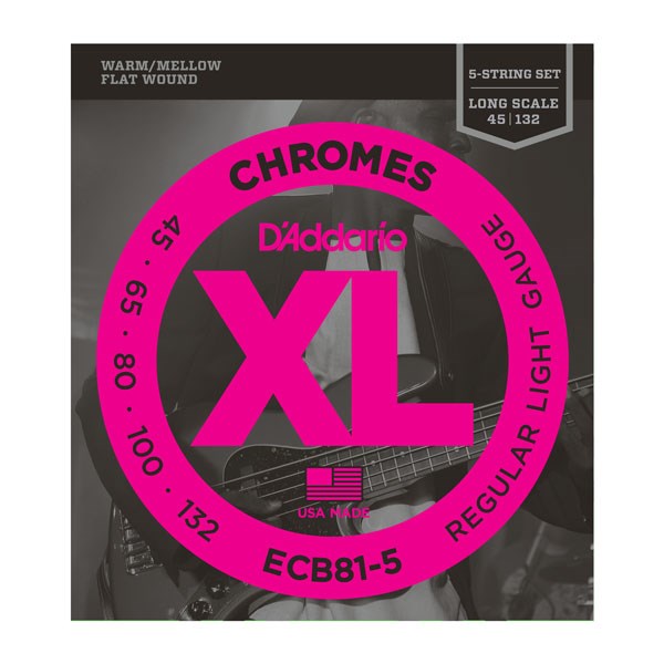 D'Addario ECB81-5 Chromes XL Flatwound Bass Strings - Light Gauge